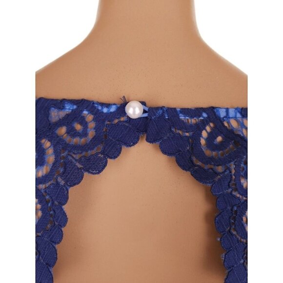 LILLY PULITZER Kiri Dress Blue Lace Peplum Lined Open Back Size 0 - Picture 10 of 12